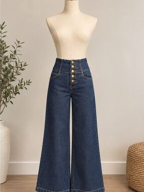 Bonnie Dark Wash Cropped Wide Leg Black Label Jeans